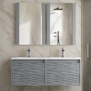 Blossom 48 Inch Double Sink Bathroom Vanity and Mirror, All Wood Floating Bathroom Vanity Cabinet with Ceramic Sink, Sink Cabinet with Soft Close Drawer, Modern Vanities with Storage, Metal Grey