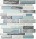 WOWSTAR 10-Sheet Peel and Stick Backsplash Tile for Kitchen, Back Splash Stick On Tiles for Kitchen Wall (Grey and Blue)