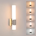 5CCT Wall Sconce Brushed Nickel Dimmable Bathroom Sconce with Acrylic Shade LED Hardwired Wall Light Fixtures for Bathroom Living Room Bedroom Hallway