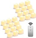 Da by LED Tea Light, Remote Control Tea Light, Electric Flashing Battery Powered LED Candle 1.5" x 1.5" for Wedding Party Halloween Christmas Home Decor 24pcs