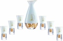 Sake Cup Set*7 Pieces Sake Set, Cyan Ceramic Gold Foil Ceramics Sake Cup Set, with 6 Sake Cups and 1 Sake Pot, Elegant Design Best Gift for Family and Friends Mugs, Onecolor
