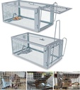 2 Packs Humane Rat Trap Outdoor, Wanqueen Humane Mouse Traps Indoor for Home, Small Rodent Chipmunk Trap and Other Live Animal Cage Catch and Release