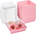 Ocmoiy Small Charcuterie Boxes with Clear Lids, To Go Paper Disposable Food Containers, 5 Inches Bakery Dessert Boxes for Sandwich, Cookie, Pastry, Cake Slice (Pink, 100ct)