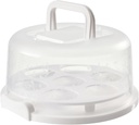 Portable 7 Slot PP Round Cake Carrier, Transparent Lid & Handle, Ideal for Cheesecake And More, Secure Cake Carrier with Lid