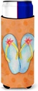 Caroline's Treasures BB8183MUK Flip Flops Orange Polkadot Michelob Ultra Hugger for slim cans, Slim, Multicolor