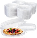 Soaoo 100 Pcs 9'' Plastic Disposable Pie Containers with Hinged Locking Lids Clear Flan Containers with Lids Round Pie Keeper Dessert Containers for Takeout Boxes Food Cake Doughnut Flan Storage