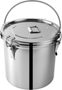 304 Stainless Steel Airtight Canister, 38 lbs Large Capacity Food Storage Containers with Lids and 4 Locking Clamp for Bean Flour Oil Sugar Milk Rice Container (Handheld) 21L/5.5 Gal