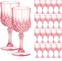 Plastic Goblets Plastic Wine Glasses 24 PCS, 7oz Pink Goblets Glassware Disposable Cups for Wedding Reception, Grand Event Party Supplies