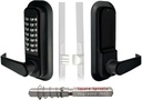 JOUNJIP Single-Sided Keyless Entry Door Lock - Bump Key Proof Mechanical Door Lock with Lever Handle - [Square Spindle] Easier Install - (Matte Black) - Outdoor Gate Lock with Keypad and Passage Mode