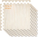Nisorpa 78 Sq. Ft 2/5 Inch Thick Printed Foam Floor Tiles Mats,24" x 24" Wood Grain EVA Interlocking Foam Floor Tiles Decorative Flooring for Home,Gym,Playroom,White