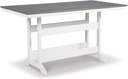Signature Design by Ashley Transville Casual Outdoor Counter Table with Umbrella Option, Light Gray & White