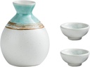 Ceramic Sake Set, Sake Set Sake Cup 3-Piece Set Japanese Set S Ceramics1 Sake Bottle and 2 Sake Cups,A,C