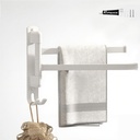 Swivel Towel Racks for Bathroom/Kitchen, Wall Mounted No Drill Heavy Duty Towel Holder with Multi-Bar, Carbon Steel Stainless Swing Rod Towel Bar,White 2-Arms Space Saving Adhesive Towel Hanger Bath