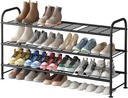 LINZINAR Shoe Rack 3 Tier Long Metal Shoe Organizer for Closet Entryway Black