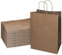 EcoQuality Medium Brown Kraft Paper Bags with Handles 10x5x13 inches, Shopping, Gift Bags, Party, Merchandise, Lunch Bags, Grocery Bags (50)