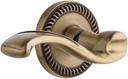 Grandeur NEWPRT_PRV_234_RH Newport Solid Brass Rose Right Handed Privacy Door Lever Set with Portofino Lever and 2-3/4" Backset - Vintage Brass