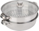 Steamer for Cooking, 27cm 11in Stainless Steel Steamer Pot Food Steamer Steam Pots with Lid 2 tier for Cooking Seafood Soups Stews Pasta, Cooker Double Boiler Soup Steaming Pot
