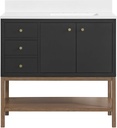 Miseno MV-N254-V36 Isadore 36" Free Standing Single Basin Vanity Set with Cabinet and Stone Composite Vanity Top - Tricorn Black