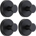 Suction Cup Hooks for Shower No-Drill Bathroom Hooks for Towels, Robes, Loofah Mountable on Bathroom Walls, Kitchen, Glass, Mirrors, Tile and Smooth,Non-Porous Surfaces (4, Matte Black)