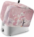 Christmas Pink 4 Slice Toaster Cover Bear Penguin Snowman Cute Animal Ombre Small Appliance Cover Toaster Dustproof Fingerprint Protectors Machine Washable, Large Size Bread Machine Cover