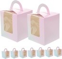 50pcs Small Cake Window Boxes Handle for Mousse Pastries Desserts Lightweight Bakery Packing Box for Parties Weddings and Corporate