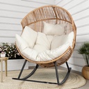 Shintenchi Wicker Egg Chair Outdoor, Oversized Outdoor Indoor Egg Rocking Chair, Large PE Rattan Patio Lounge Chair with Cushion for Patio, Balcony, Backyard, Garden, Beige