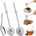 2pcs Powdered Sugar Shaker Duster Flour Dispenser Shaker with 18/8 Stainless Steel Spring-operated Handle Tea Strainer with 1 Scoop Teas Fine Mesh Tea Ball (COLOR:with 1 tea scoop)
