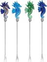 Glass Seahorse Pics Set of 4#93-208