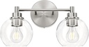 VONLUCE Bathroom Light Fixtures, 2-Light Vanity Lights with Globe Glass Shades E26 Sockets, Bathroom Lights Over Mirror for Bedroom Hallway Living Room, Brushed Nickel Finish, ETL Certificated