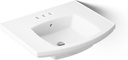Kohler K24051-4-0 Kelston 24" Rectangular Vitreous China Pedestal Bathroom Sink with Overflow and 3 Faucet Holes at 4" Centers White