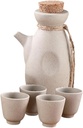 Sturdy Japanese Sake Pot 4 Cups Set 300ml Pot 4 x 50ml Cups Elegant Wine Storage