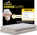 Sufaniq Cheese Cloths, Grade 90 (9 Sq Feet) 100% Pure Cotton Reusable Cheesecloth, Unbleached Ultra Fine Fabric, Cheesecloth for Straining, Premium Butter Muslin Cloth for Straining - 1 Sq Yard