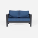 Aluminum Patio Furniture Set, Loveseat Outdoor Set with 5 Inch Cushions, Patio Loveseat Sets with Waterproof Covers for Backyard Garden(Grey&Blue)