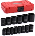 CASOMAN 14 Pieces 1/2-Inch Drive Shallow Impact Socket Set, 6-Point, SAE, 3/8" to 1-1/4"
