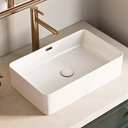22 Inch Bathroom Vessel Sink with Overflow, Los Flexi 22"W x 13"D Rectangular Vessel Sinks for Bathrooms, White Porcelain Basin, Modern Above Counter Bathroom Sink