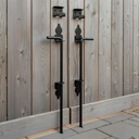 2 Pack 18" Heavy Duty Cane Bolt Gate Drop Rod Stopper Hardware,Wrought Iron Gate Ground Latches for Wood Metal Vinyl Fences Double Doors,Drop Pin Lock for Holding Gates to The Ground, Black Finish