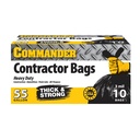 Commander 55 Gallon 3 MIL (eq) Heavy Duty Contractor Bags with Flap Ties - 36" x 56" with flaps - Pack of 10 - For Contractor, Industrial, & Outdoor