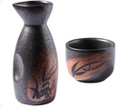 2PCS Japanese Sake Cup Set Traditional Crafts Wine Cups Sake Pot (Sake Set) Sake Set Wine Set Tea Cup,A,Practical (A)