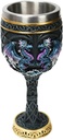 Bronze Dragon Goblet with Stainless Steel Cup, Dragon Wine Medieval Dungeons and Dragons Chalice, Dragon Gift Collectible - 7oz (Blue Dragon Cup)