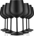 Zopeal 8 Set Stainless Steel Wine Glasses 18 oz Stainless Steel Stem Wine Goblets Unbreakable Metal Cups for Outdoor Camping Travel Picnic Christmas Party Wedding Anniversary Birthday Event (Black)