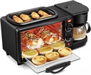 3-in-1 Breakfast Machine: 1250W Electric Breakfast Coffee Maker, 9L Toaster, Multi-Function Sandwich Maker, and Frying Pan Included.