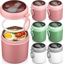 6 Pack Insulated Food Jars with Spoon Stainless Steel thermal cup 18 Oz Vacuum Soup thermal cup for Hot and Cold Food Wide Mouth Lunch Meal Carrier Container for School Office Picnic