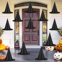 Halloween Hanging Witch Hats & Costume Accessories, 328 FT Nylon Cord Wizard Hats, Indoor Outdoor Decorations for Home, Yard, Porch, Ceiling, Black, 12 PCS