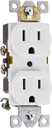 GE UltraPro Duplex Heavy-Duty Receptacle, White, Wall Outlet, Reinforced Yoke, Self-grounding Clip, 3 Prong, Supports 15A, UL Listed, 42157