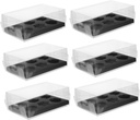 DECHOUS 6pcs Cupcake Boxes for Muffins and Bakery Treats Transparent Cake Packaging Containers Base for Safe Transport and Gifting
