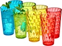 Amazing Abby - Glacier - 18-Ounce Plastic Tumblers (Set of 8), Plastic Drinking Glasses, Mixed-Color Reusable Cups, Stackable, BPA-Free, Shatter-Proof, Dishwasher-Safe