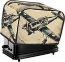 Retro Airplane 2 Slice Toaster Covers Dustproof Splash-Proof Bread Machine Cover Fingerprint Protectors Small Washable Kitchen Appliance Cover Universal Size