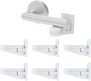 6 Packs Child Safety Door Lever Locks, No Drill Baby Proof Handle Lock with Adhesive, Easy for Adults, Fits Most Door Handles(White)