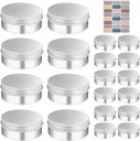 6 oz Tins with Lids 24 Pack Salve Tins 6 oz Aluminum Jar 180 ML Metal Container with Lid Salve Containers with Labels for Spices, Candies, Lip Balm, Candles(Silver)