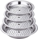 Thick 4pcs Set Double Layer Plates Draining Dishes 410 Stainless Steel Food Dish Drain Tray Steam Dumpling Dishes Multifunction Serving Dish Dinner Plates